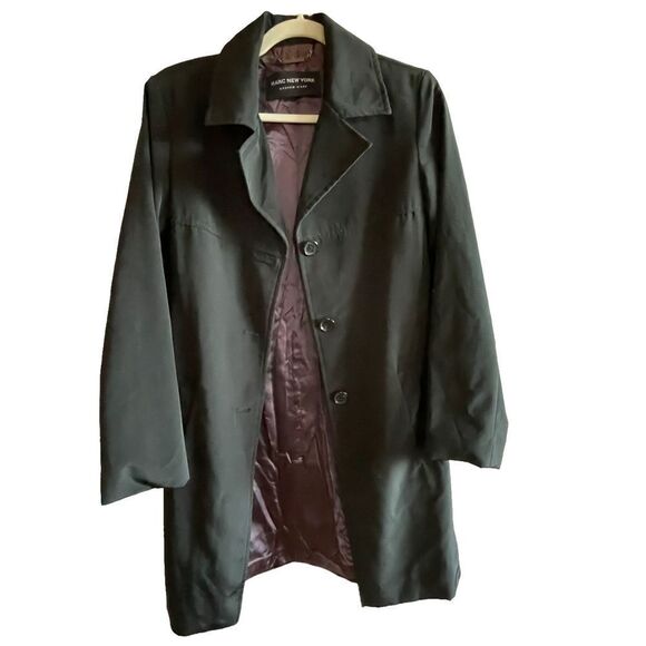 Andrew Marc ~Marc New York ~Black coat with plum lining ~size Small ~Polyester - Picture 1 of 14
